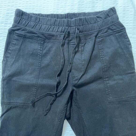 STANDARD JAMES PERSE Black Gray Slouchy Cotton Twill Track Pants Womens Size 2/M - Picture 2 of 7